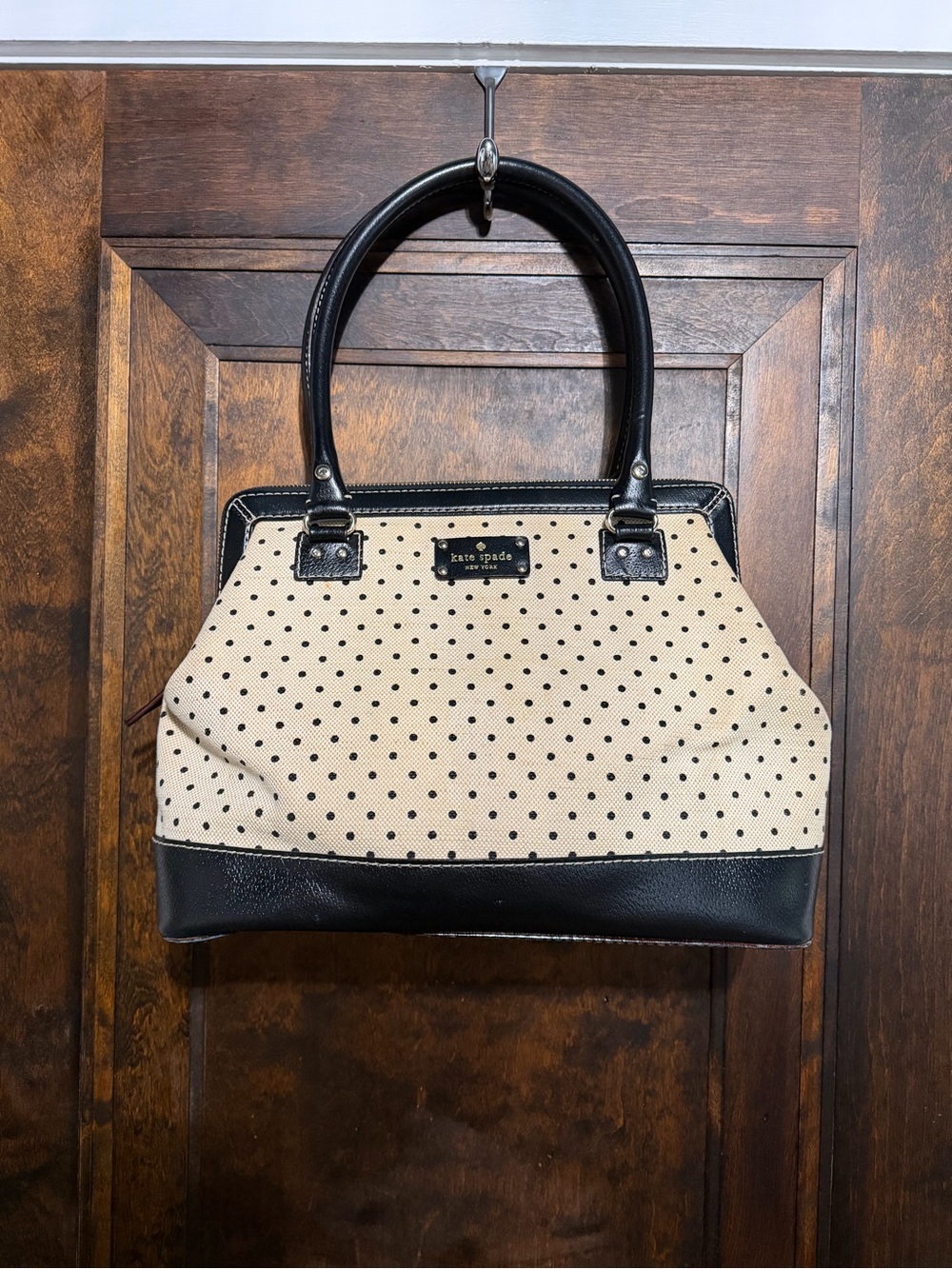 kate spade Cream and Black Polka Dot Tote